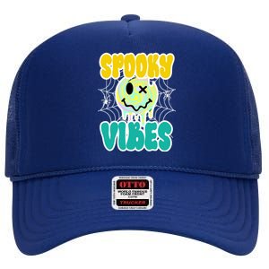 Spooky Vibes Smile Face Halloween High Crown Mesh Back Trucker Hat