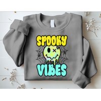 Spooky Vibes Smile Face Halloween Sweatshirt