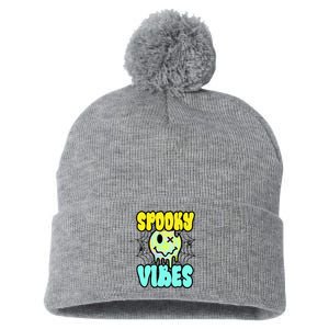 Spooky Vibes Smile Face Halloween Pom Pom 12in Knit Beanie