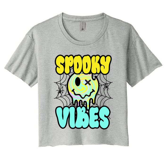 Spooky Vibes Smile Face Halloween Crop Top