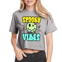 Spooky Vibes Smile Face Halloween Crop Top