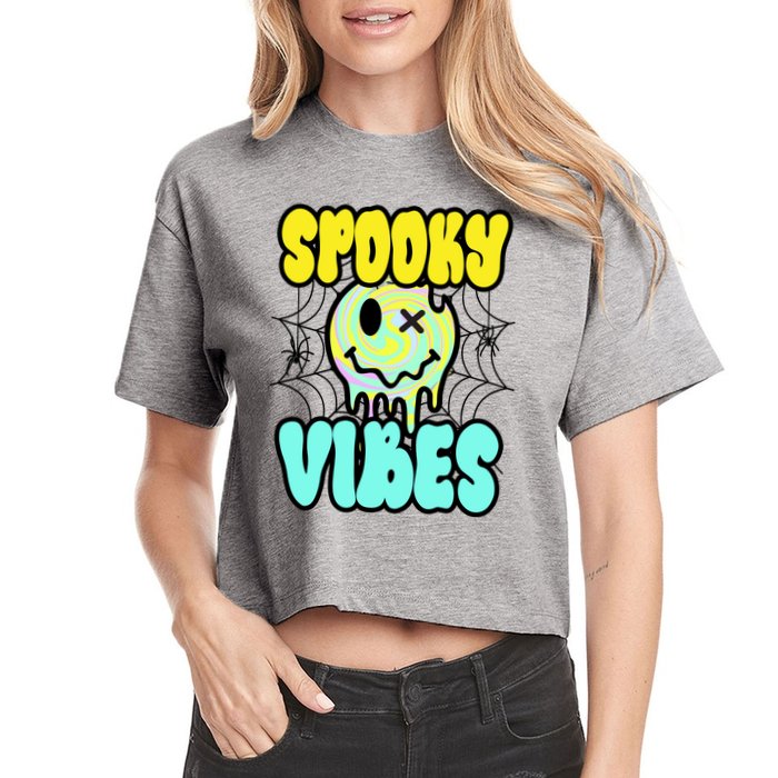 Spooky Vibes Smile Face Halloween Crop Top