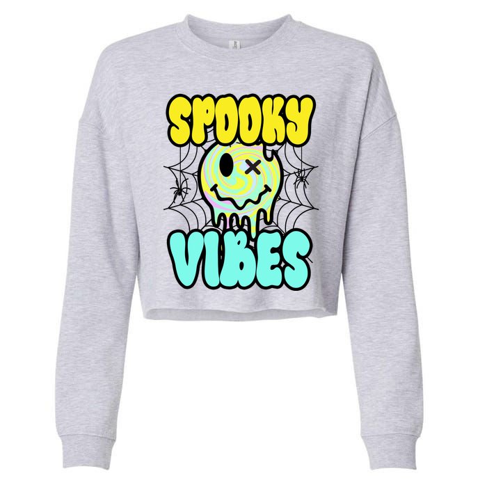 Spooky Vibes Smile Face Halloween Cropped Pullover Crew