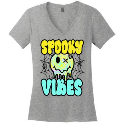 Spooky Vibes Smile Face Halloween Women's V-Neck T-Shirt