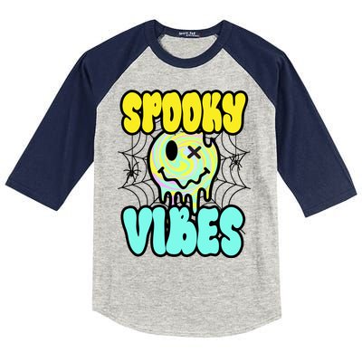 Spooky Vibes Smile Face Halloween Kids Colorblock Raglan Jersey