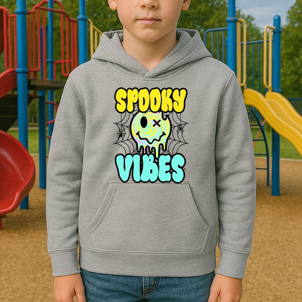 Spooky Vibes Smile Face Halloween Kids Hoodie
