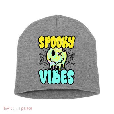 Spooky Vibes Smile Face Halloween Short Acrylic Beanie