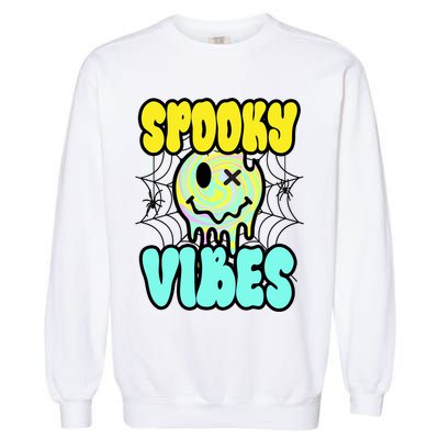 Spooky Vibes Smile Face Halloween Garment-Dyed Sweatshirt
