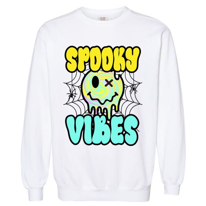 Spooky Vibes Smile Face Halloween Garment-Dyed Sweatshirt