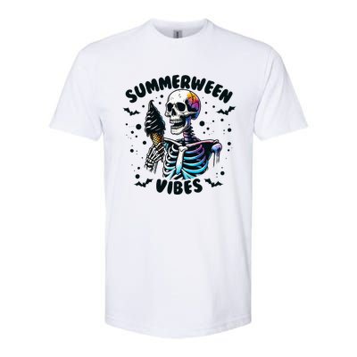 Summerween Vibes Skeleton Ice Cream Summer Vacation Softstyle® CVC T-Shirt