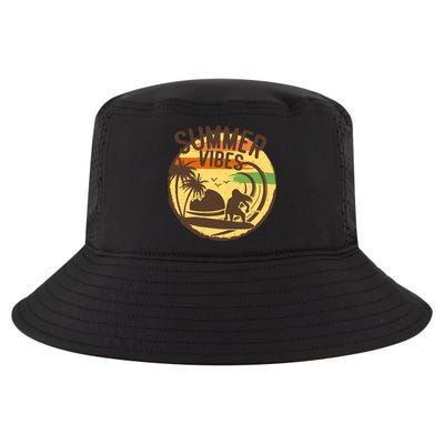 Surfing Vintage Summer Vibes Surfing Palm Beach Gift Cool Comfort Performance Bucket Hat