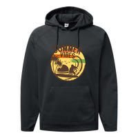 Surfing Vintage Summer Vibes Surfing Palm Beach Gift Performance Fleece Hoodie