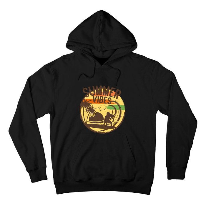 Surfing Vintage Summer Vibes Surfing Palm Beach Gift Hoodie