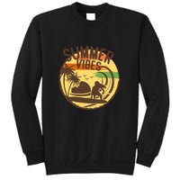 Surfing Vintage Summer Vibes Surfing Palm Beach Gift Sweatshirt