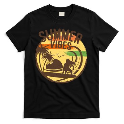 Surfing Vintage Summer Vibes Surfing Palm Beach Gift T-Shirt