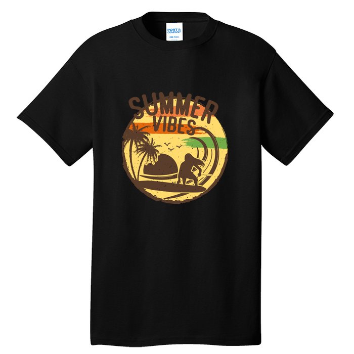 Surfing Vintage Summer Vibes Surfing Palm Beach Gift Tall T-Shirt