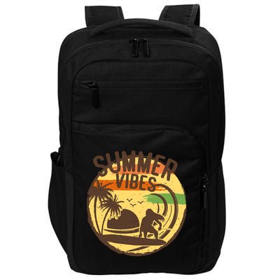 Surfing Vintage Summer Vibes Surfing Palm Beach Gift Impact Tech Backpack