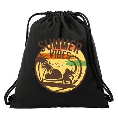 Surfing Vintage Summer Vibes Surfing Palm Beach Gift Drawstring Bag