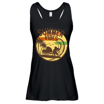 Surfing Vintage Summer Vibes Surfing Palm Beach Gift Ladies Essential Flowy Tank