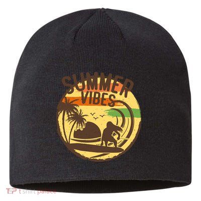 Surfing Vintage Summer Vibes Surfing Palm Beach Gift Sustainable Beanie