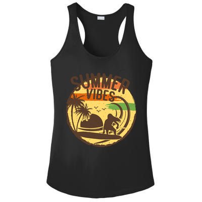Surfing Vintage Summer Vibes Surfing Palm Beach Gift Ladies PosiCharge Competitor Racerback Tank