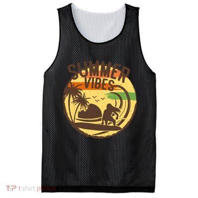 Surfing Vintage Summer Vibes Surfing Palm Beach Gift Mesh Reversible Basketball Jersey Tank