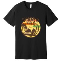 Surfing Vintage Summer Vibes Surfing Palm Beach Gift Premium T-Shirt