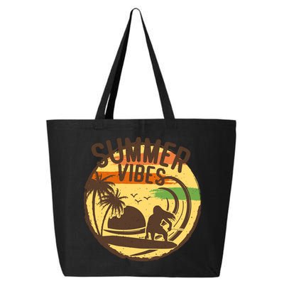 Surfing Vintage Summer Vibes Surfing Palm Beach Gift 25L Jumbo Tote