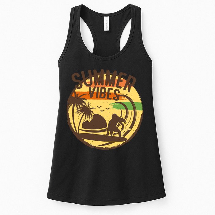 Surfing Vintage Summer Vibes Surfing Palm Beach Gift Womens Tank Top