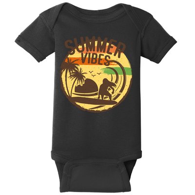 Surfing Vintage Summer Vibes Surfing Palm Beach Gift Baby Bodysuit