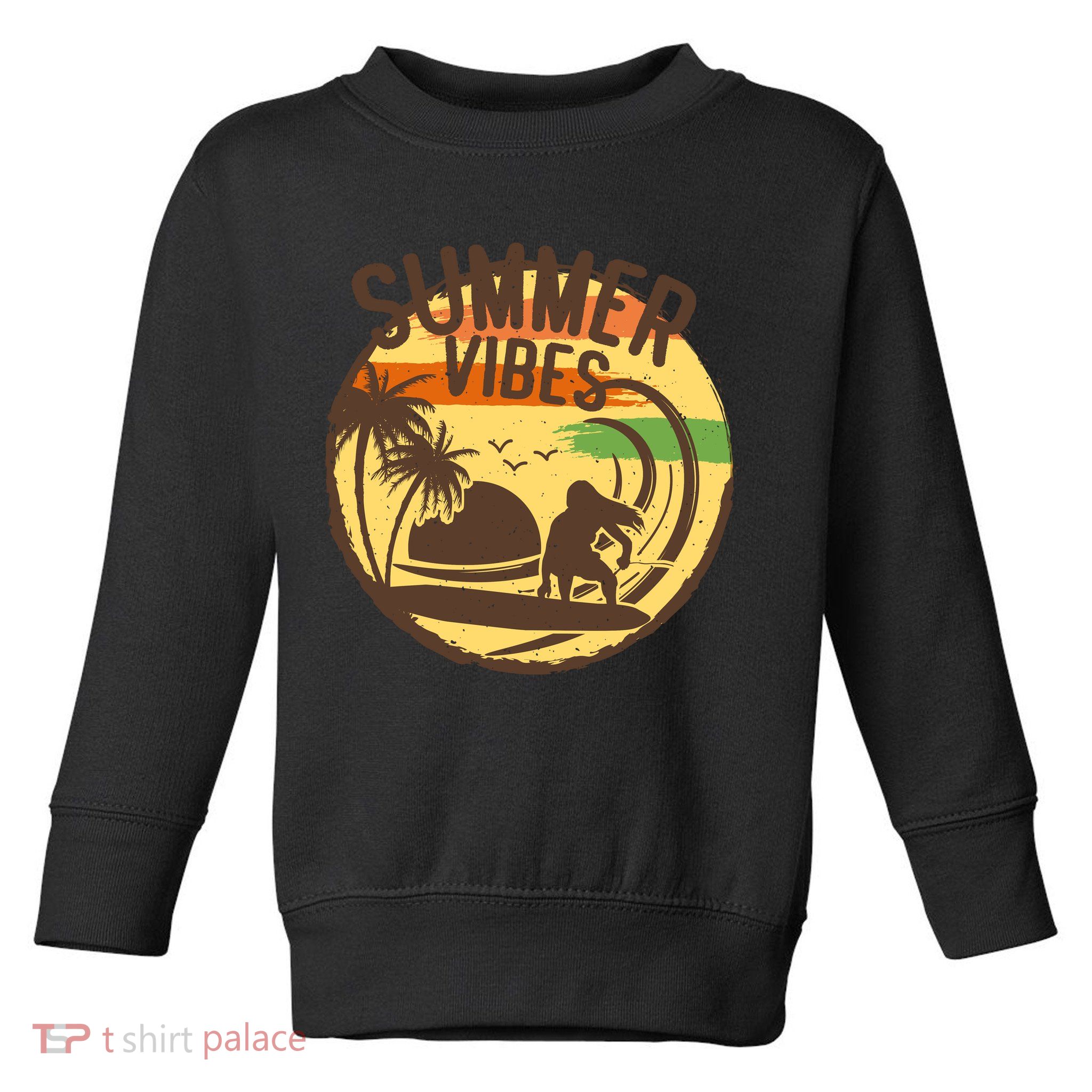 Surfing Vintage Summer Vibes Surfing Palm Beach Gift Toddler Sweatshirt