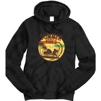 Surfing Vintage Summer Vibes Surfing Palm Beach Gift Tie Dye Hoodie