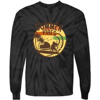 Surfing Vintage Summer Vibes Surfing Palm Beach Gift Tie-Dye Long Sleeve Shirt