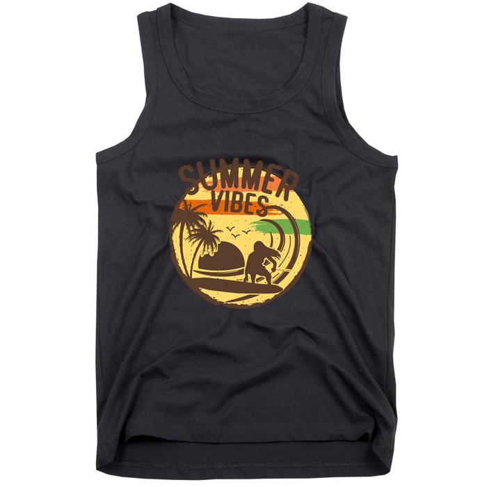 Surfing Vintage Summer Vibes Surfing Palm Beach Gift Tank Top