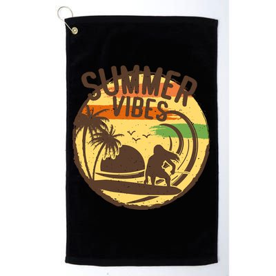 Surfing Vintage Summer Vibes Surfing Palm Beach Gift Golf Towel