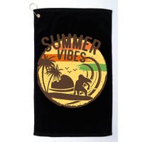 Surfing Vintage Summer Vibes Surfing Palm Beach Gift Golf Towel