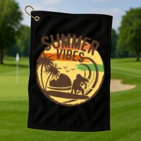 Surfing Vintage Summer Vibes Surfing Palm Beach Gift Golf Towel