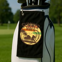 Surfing Vintage Summer Vibes Surfing Palm Beach Gift Golf Towel