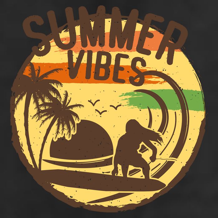 Surfing Vintage Summer Vibes Surfing Palm Beach Gift Golf Towel