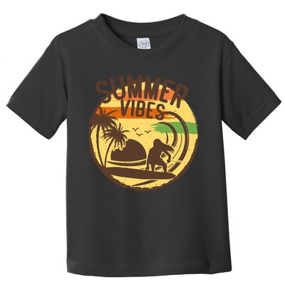 Surfing Vintage Summer Vibes Surfing Palm Beach Gift Toddler T-Shirt