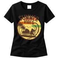 Surfing Vintage Summer Vibes Surfing Palm Beach Gift Womens T-Shirt