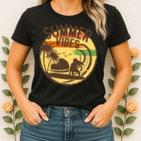Surfing Vintage Summer Vibes Surfing Palm Beach Gift Womens T-Shirt