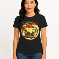 Surfing Vintage Summer Vibes Surfing Palm Beach Gift Womens T-Shirt