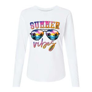 Summer Vibes Sunglasses With Palm Tree Funny Beach Life Womens Cotton Relaxed Long Sleeve T-Shirt