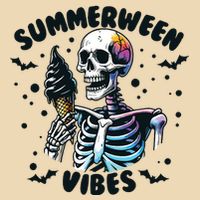 Summerween Vibes Skeleton Ice Cream Summer Vacation Funny Drawstring Bag