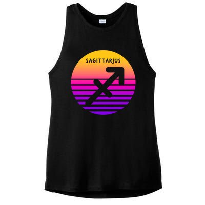 Sagittarius Vintage Sunset / Retro Sagittarius Horoscope Cool Gift Ladies PosiCharge Tri-Blend Wicking Tank