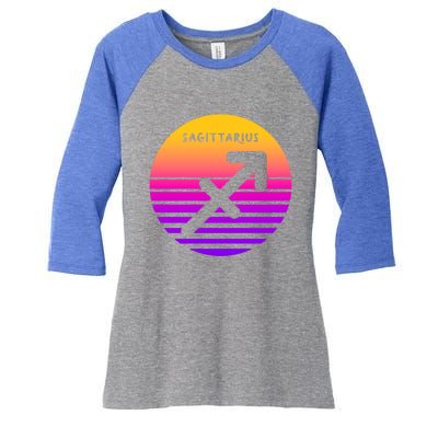 Sagittarius Vintage Sunset / Retro Sagittarius Horoscope Cool Gift Women's Tri-Blend 3/4-Sleeve Raglan Shirt