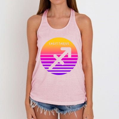 Sagittarius Vintage Sunset / Retro Sagittarius Horoscope Cool Gift Women's Knotted Racerback Tank