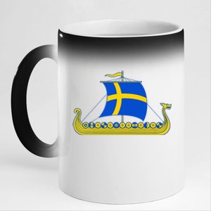 Swedish Viking Ship Sverige Sweden Flag Boat Viking 11oz Black Color Changing Mug