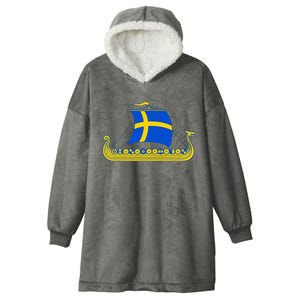 Swedish Viking Ship Sverige Sweden Flag Boat Viking Hooded Wearable Blanket